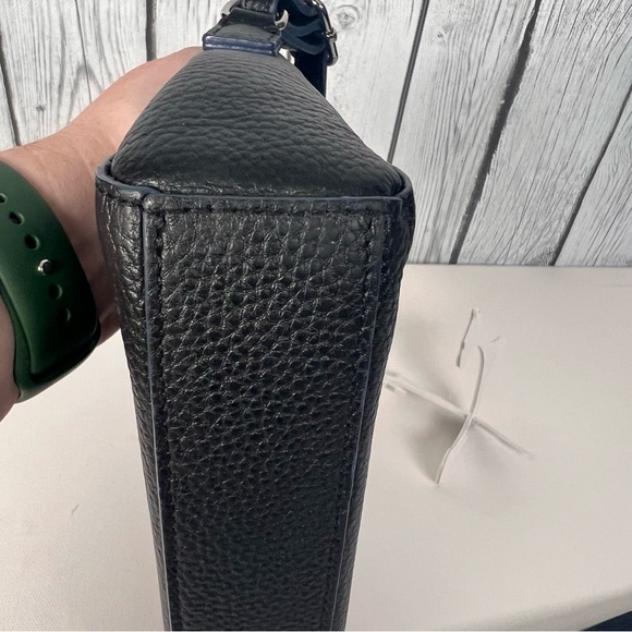 LODIS Black Pebbled Leather Charlotte Crossbody Bag with Blue Trim - Picture 12 of 14